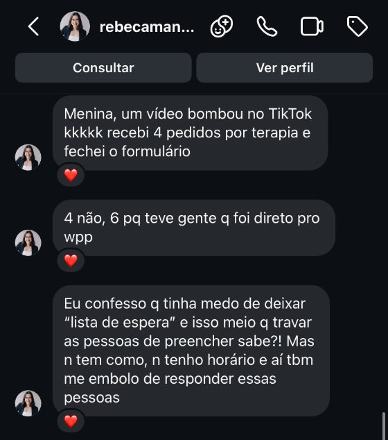 Depoimento de cliente psicóloga