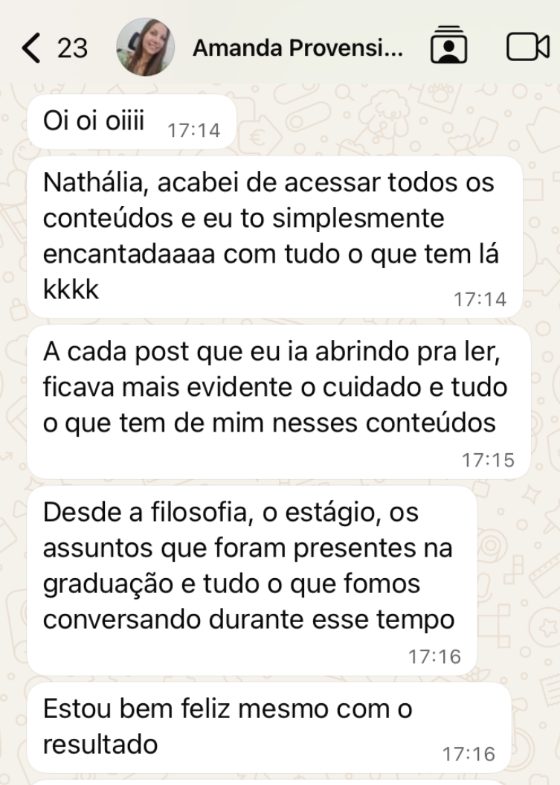 Depoimento de cliente psicóloga — Amanda