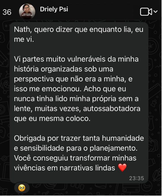 Depoimento de cliente psicóloga